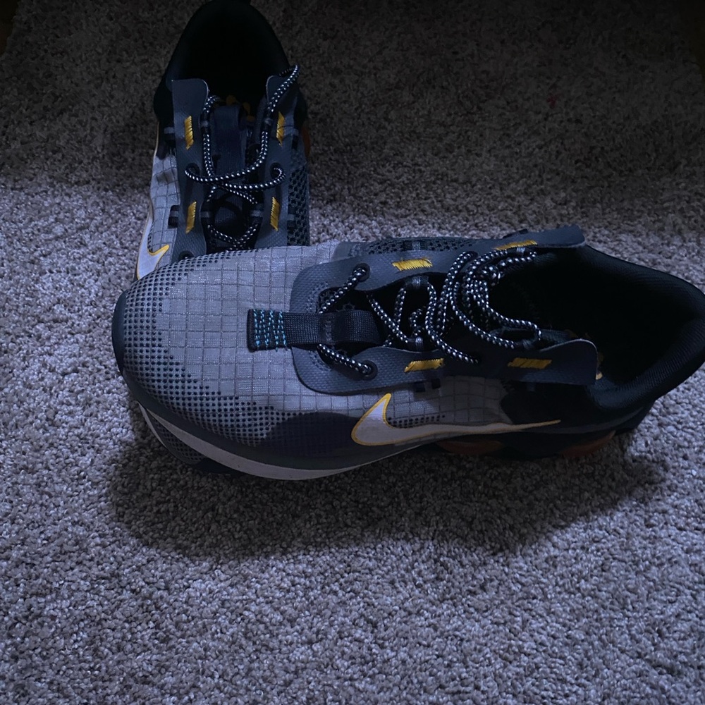 Nike Black and Gray Sneakers with Yellow Highlights #nike